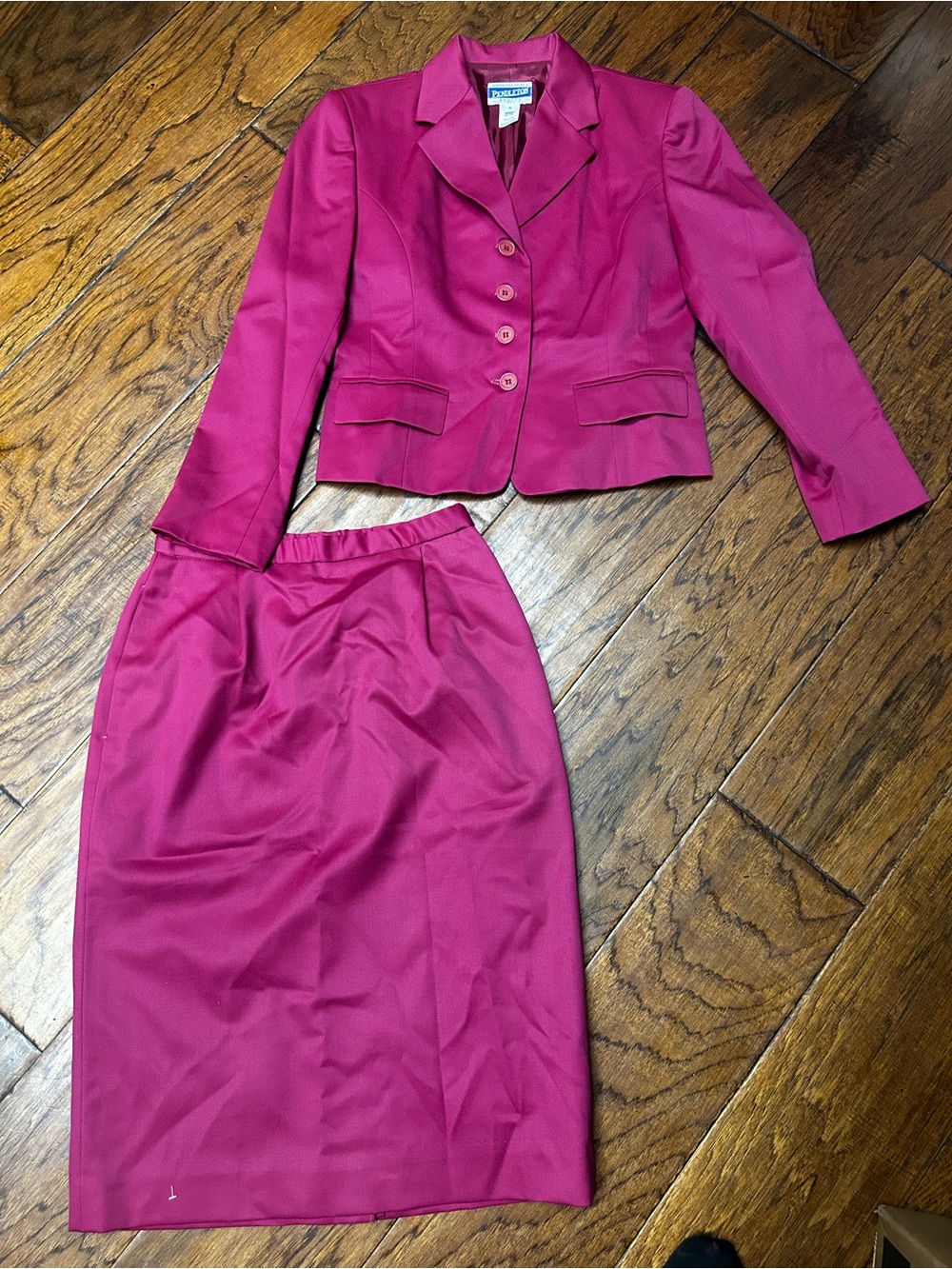 vintage Pendleton fuchsia skirt suit set